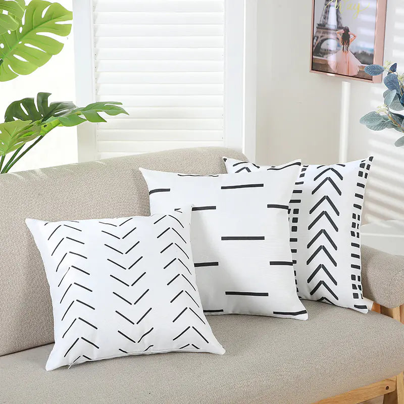 Geometric Line Print Pillowcase for Office Sofa