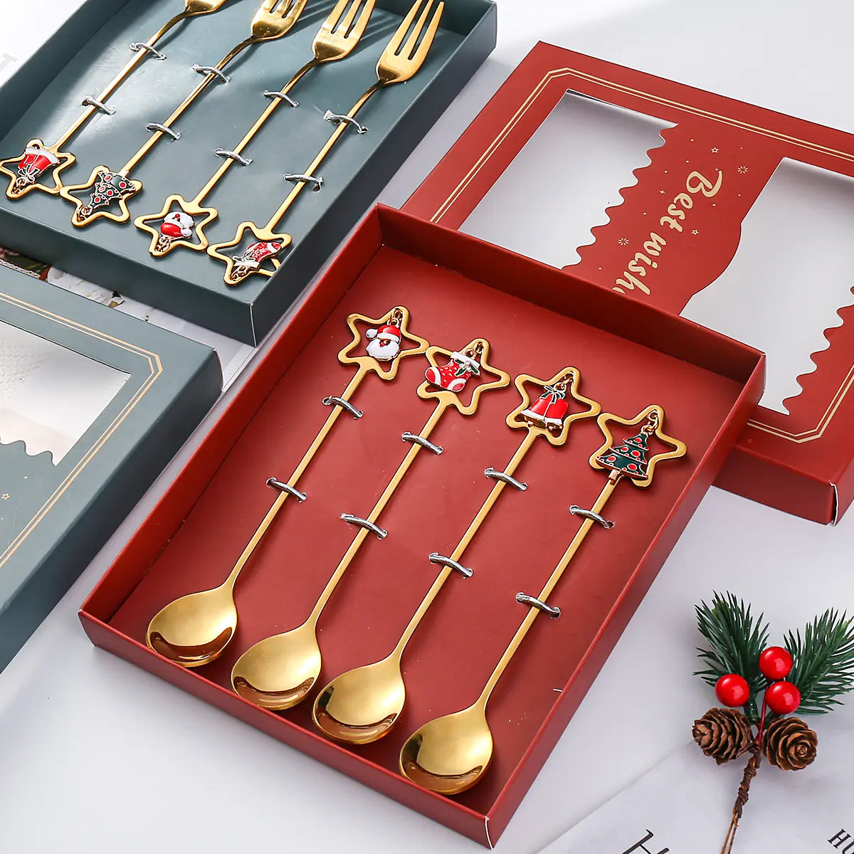 Cartoon Christmas Spoon Cutlery Set for Desserts